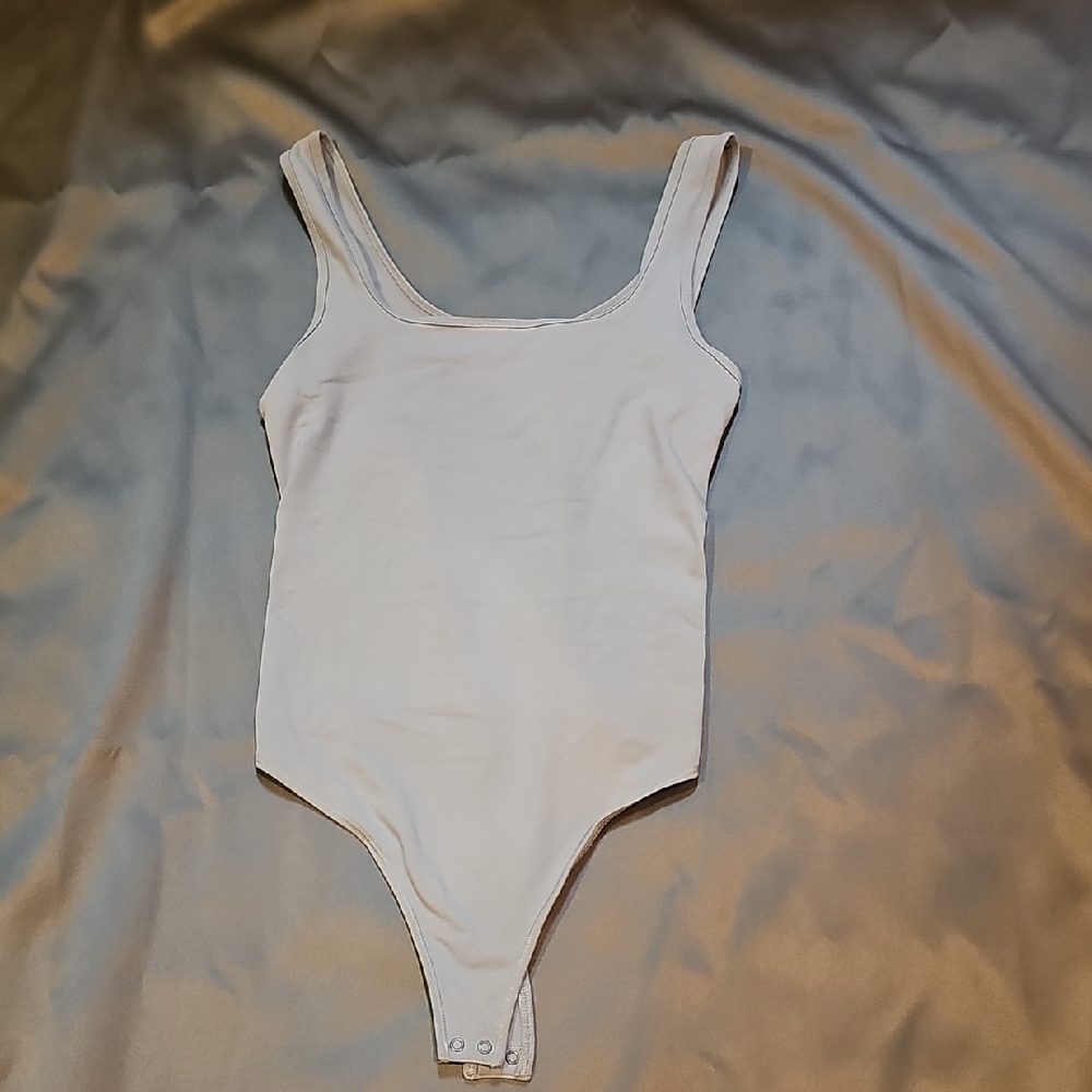 Abercrombie & Fitch White Ribbed Knit Bodysuit